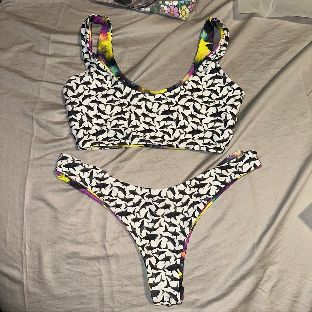 Moana Bikini in Black and White with Multicolor Accents - Picture 4 of 7